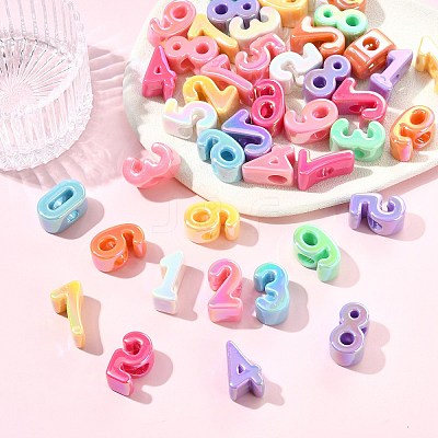50Pcs 10 Styles Opaque UV Plating Acrylic Beads PACR-CJ0001-49-1