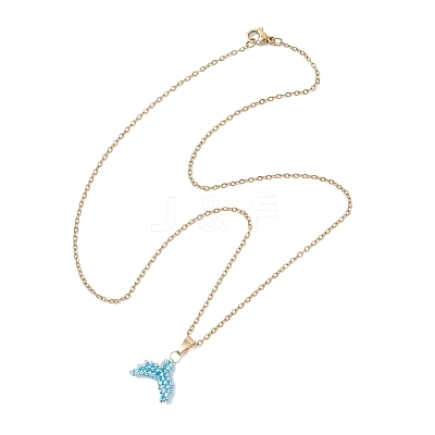 MIYUKI Delica Beads Beaded Mermaid Tail Pendant 304 Stainless Steel Cable Chain Necklaces for Women NJEW-MZ00130-1