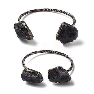 Natural Amethyst Beads Cuff Bangles BJEW-Q070-02R-02-1
