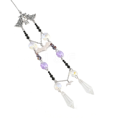 Halloween Bat Alloy Suncatcher HJEW-TA00495-1