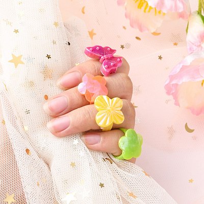 Valentines Day Gifts Kids Acrylic Rings RJEW-S618-M-1