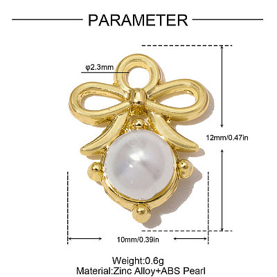Zinc Alloy & ABS Plastic Imitation Pearl Charms AL-OY001-22G-1