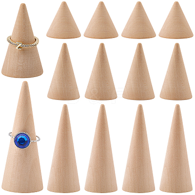 12Pcs 3 Styles Wooden Ring Displays RDIS-SC0001-04-1