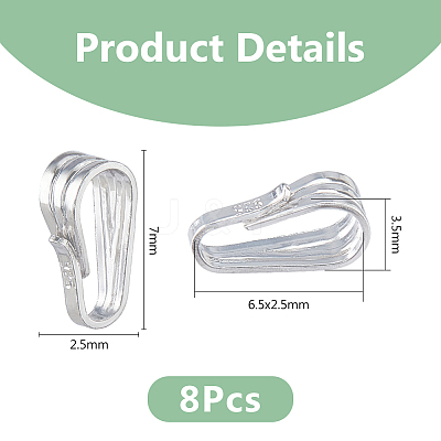8Pcs Rhodium Plated 925 Sterling Silver Snap on Pendant Bails STER-DC0001-45-1