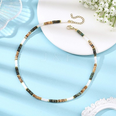 Natural African Turquoise(Jasper) and Natural Picture Jasper Bead Necklaces NJEW-JN06629-1