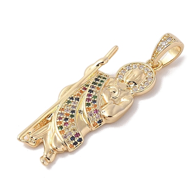 Brass Clear Cubic Zirconia Pendants KK-Z050-03G-02-1