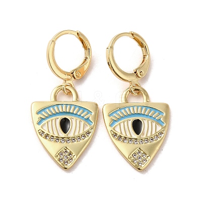 Horse Eye Golden Brass Dangle Leverback Earrings EJEW-Q797-24G-03-1