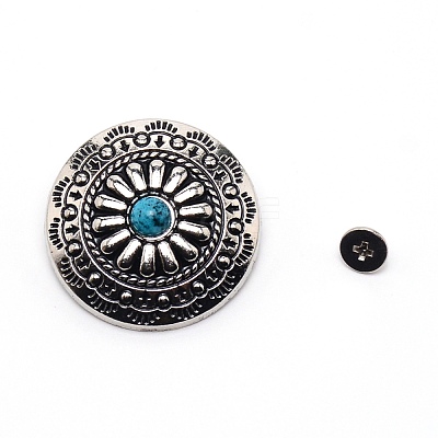 1-Hole Alloy & Turquoise Decorative Rivets PALLOY-WH0092-09D-P-1