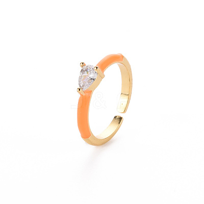 Brass Enamel Cuff Rings RJEW-T016-27D-NF-1