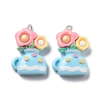 Spring Theme Opaque Resin Pendants RESI-R444-04A-1