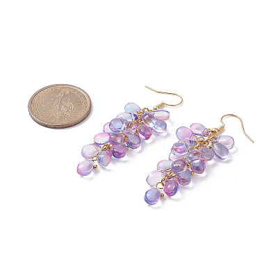 Transparent Glass Bead Cluster Dangle Earrings EJEW-JE05246-1