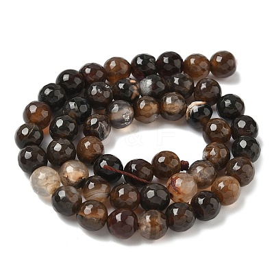 Dyed Natural Agate Faceted Round Beads Strands G-E320E-8mm-14-1