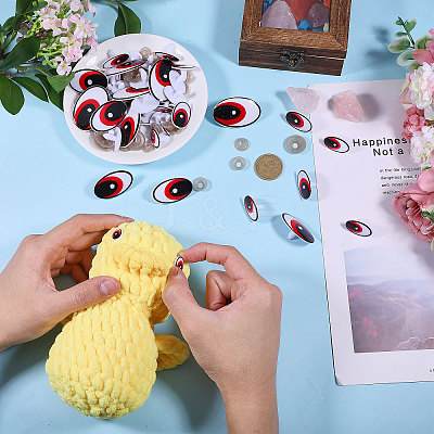 Oval Plastic/Resin Craft Safety Eyes DIY-GL0005-64B-1