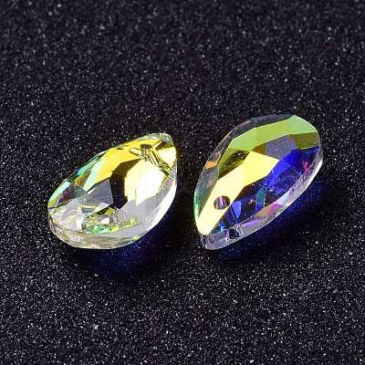 Faceted Teardrop Glass Pendants GLAA-O008-A15-1