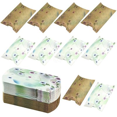 30Pcs 2 Styles Flower Printed Paper Pillow Gift Boxes CON-FS0001-21B-1