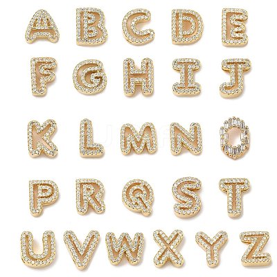 Brass Micro Pave Clear Cubic Zirconia Initial Multi-Strand Links KK-D426-18G-1