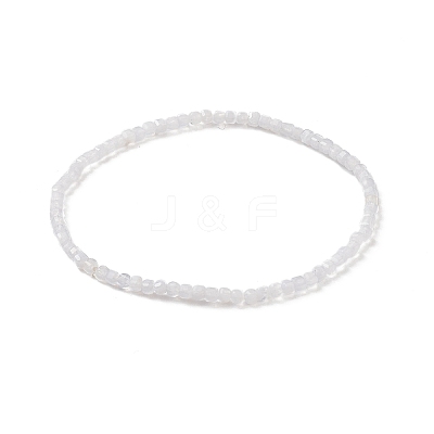 Natural Gemstone Cube Beaded Stretch Bracelet for Women BJEW-JB08975-1
