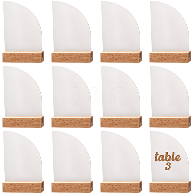 Transparent Acrylic Place Card & Wood Card Holder Set ODIS-WH0038-62-1