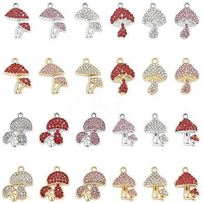 24Pcs 6 Colors Rack Plating Alloy Rhinestone Pendants FIND-FS0004-96-1