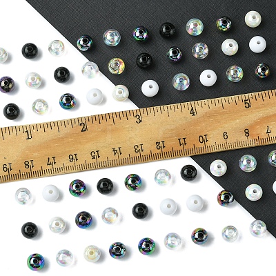 350Pcs 7 Colors Transparent & Opaque Acrylic Beads MACR-FS0001-82-1
