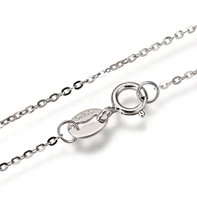 Anti-Tarnish Rhodium Plated 925 Sterling Silver Cable Chain Necklaces NJEW-N0048-46-16-1