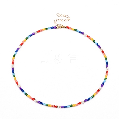 Glass Seed Beads Beaded Necklaces NJEW-JN03501-1