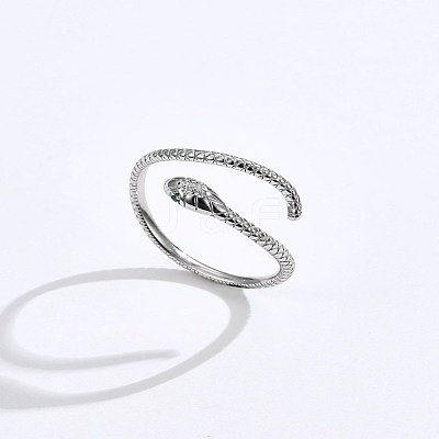 Rhodium Plated 925 Sterling Silver Cuff Rings RJEW-BB67113-1