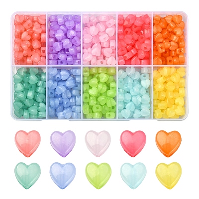 600Pcs 10 Colors Imitation Jelly Acrylic Beads MACR-YW0001-82-1