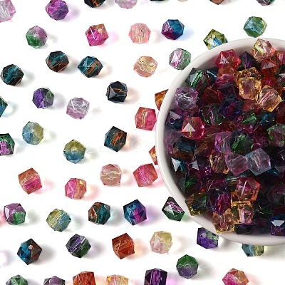 300Pcs Two Tone Transparent Spray Painted Acrylic Beads ACRP-YW0001-16-1