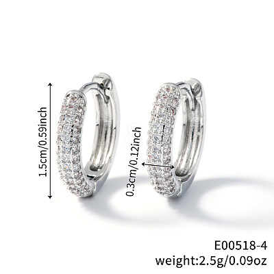 Elegant Brass Rhinestone Ring Hoop Earrings NI2489-1-1