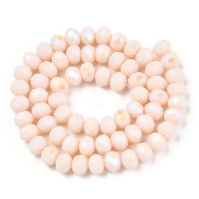 Electroplate Opaque Solid Color Glass Beads Strands EGLA-A034-P8mm-L20-1
