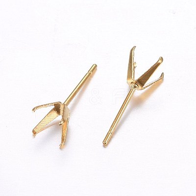 304 Stainless Steel Prong Earring Settings STAS-O098-06G-01-1