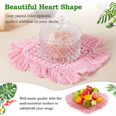 5Pcs 5 Colors Cotton Macrame Cup Mats AJEW-MB0001-03-1