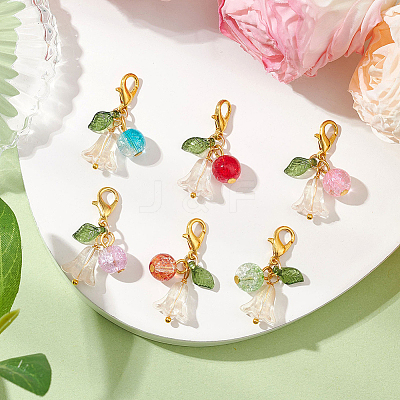 30Pcs Flower Round Acrylic & Glass Locking Stitch Marker HJEW-SC0002-22-1