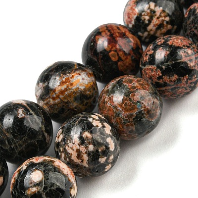 Natural Red Snowflake Obsidian Round Beads Strands G-P503-10MM-06-1