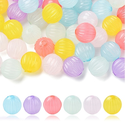 120Pcs 6 Colors Imitation Jelly Acrylic Beads MACR-YW0003-22-1
