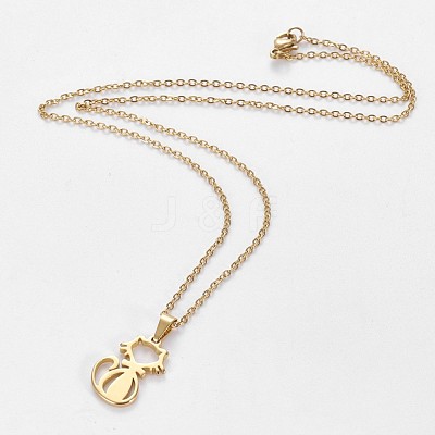 304 Stainless Steel Kitten Jewelry Sets X-SJEW-L141-017G-1