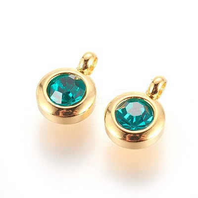 304 Stainless Steel Rhinestone Charms X-STAS-P237-10G-12-1