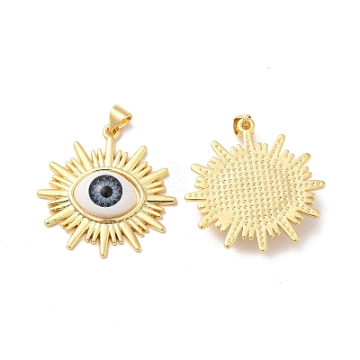 Evil Eye Resin Brass Pendants RESI-E026-02G-M-1