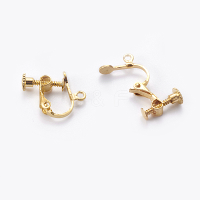 Racking Plated Brass Clip-on Earring Findings KK-P169-01G-1