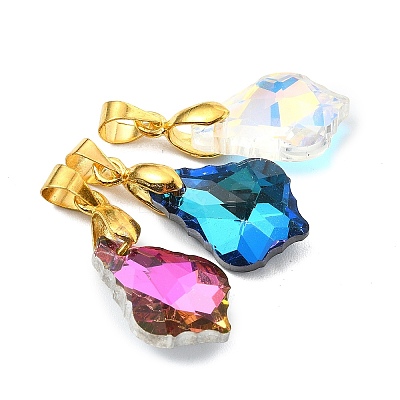 AB Color Plated Electroplate Glass Pendants PALLOY-JF05303-02-1