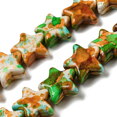 Spray Painted Synthetic Turquoise Beads Strands G-E617-A04-02-1