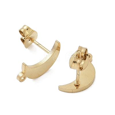 Moon Ion Plating(IP) 304 Stainless Steel Stud Earring Findings STAS-I206-116G-1