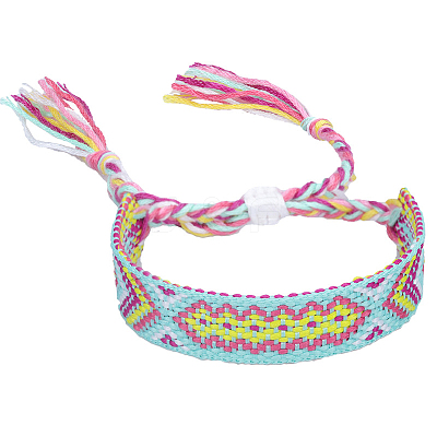 Polyester-cotton Braided Rhombus Pattern Cord Bracelet FIND-PW0013-001A-26-1