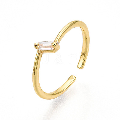 Brass Micro Pave Clear Cubic Zirconia Cuff Rings for Women KK-T070-115-1