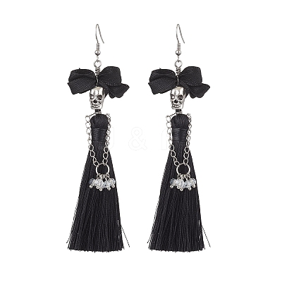 Halloween Alloy and Polyester Pendants Earrings EJEW-JE05971-1