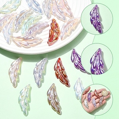 10Pcs UV Plating Iridescent Acrylic Pendants OACR-YW0004-27-1