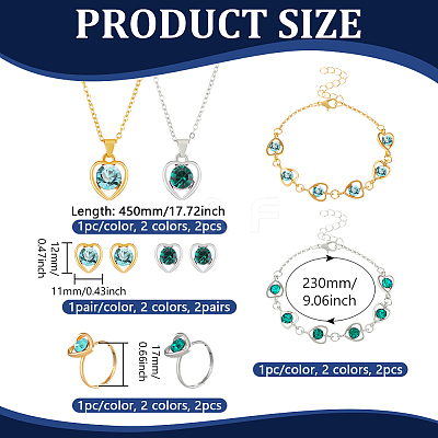 Glass Heart Jewelry Set SJEW-HY0001-13B-1