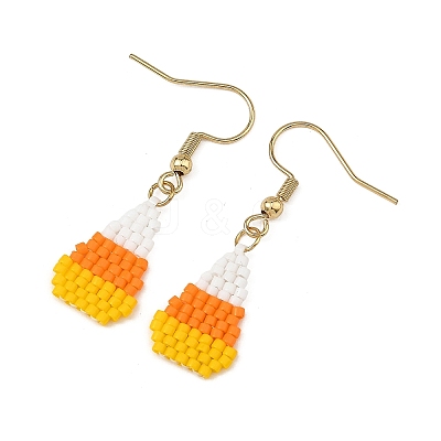 Halloween Glass Candy Corn Dangle Earrings EJEW-MZ00801-1