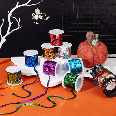 8 rolls 8 colors Eco-Friendly Plastic Paillette Beads PVC-PH0001-27-1